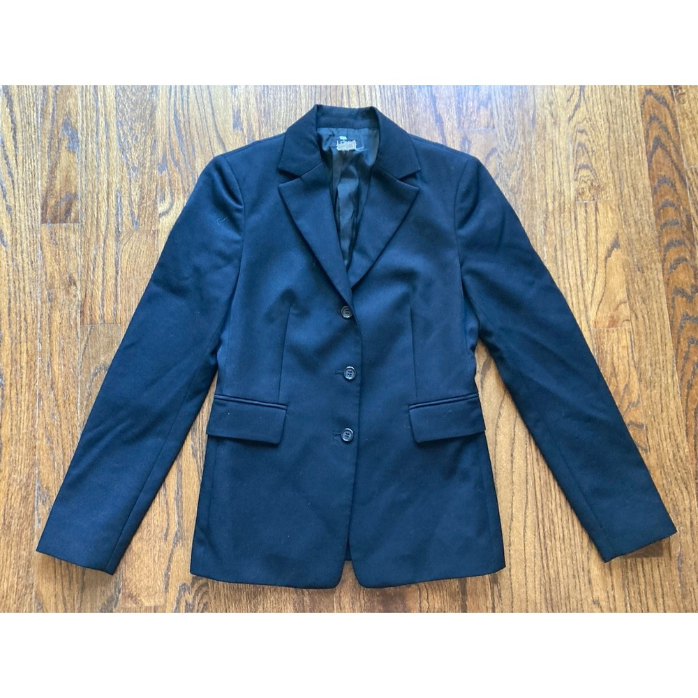 Vintage J. Crew Womens Blazer Size 2 Black 100% Wool Made In Japan 3 Button